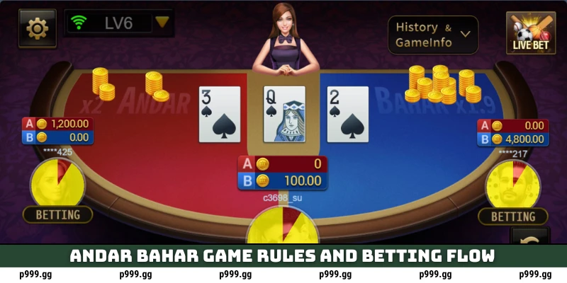 Andar Bahar game rules and betting flow